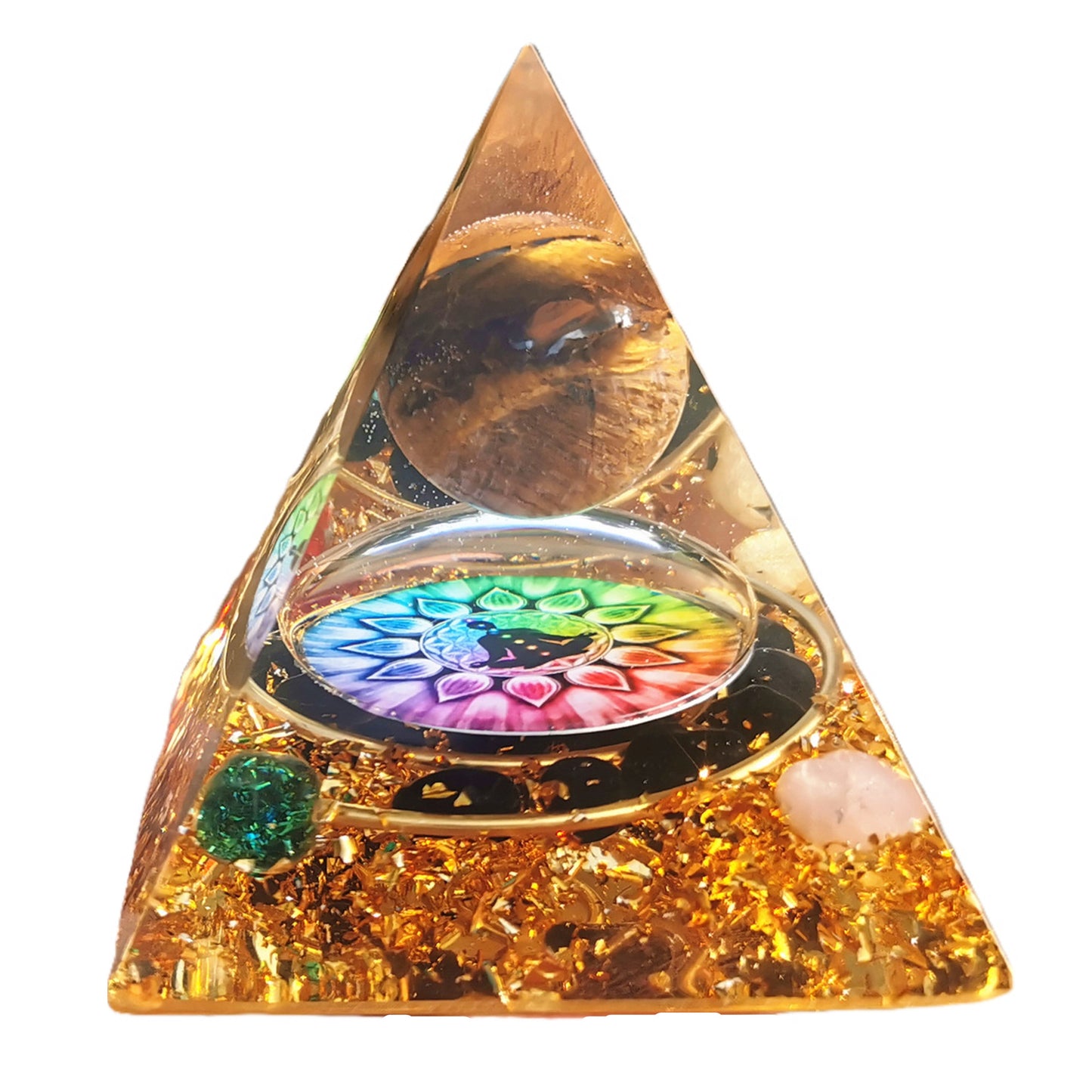 Tiger Eye Crystal Sphere Orgone Pyramid Chakra Obsidian Reiki Energy Healing Orgonite Pyramide Collection - Besorgone