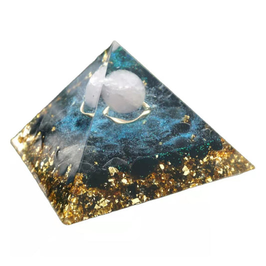 9.5CM Large Rose Quartz Sphere Orgonite Pyramid with Obsidian Crystal Energy Healing Chakra Reiki Orgone