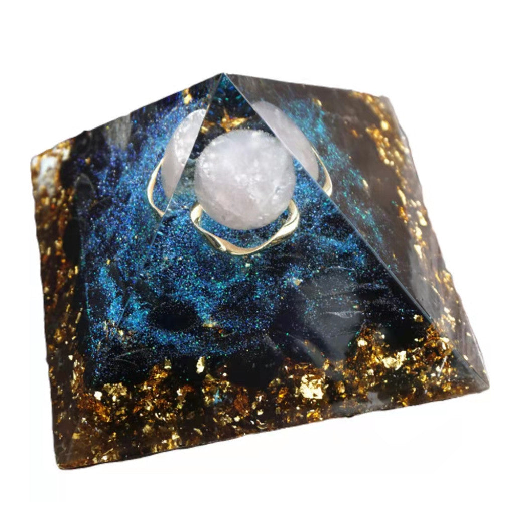 9.5CM Large Rose Quartz Sphere Orgonite Pyramid with Obsidian Crystal Energy Healing Chakra Reiki Orgone