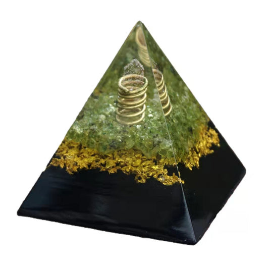 Rose Quartz Pillar Orgonite Pyramid with Shungite Peridot Crystal Reiki Energy Orgone Collection