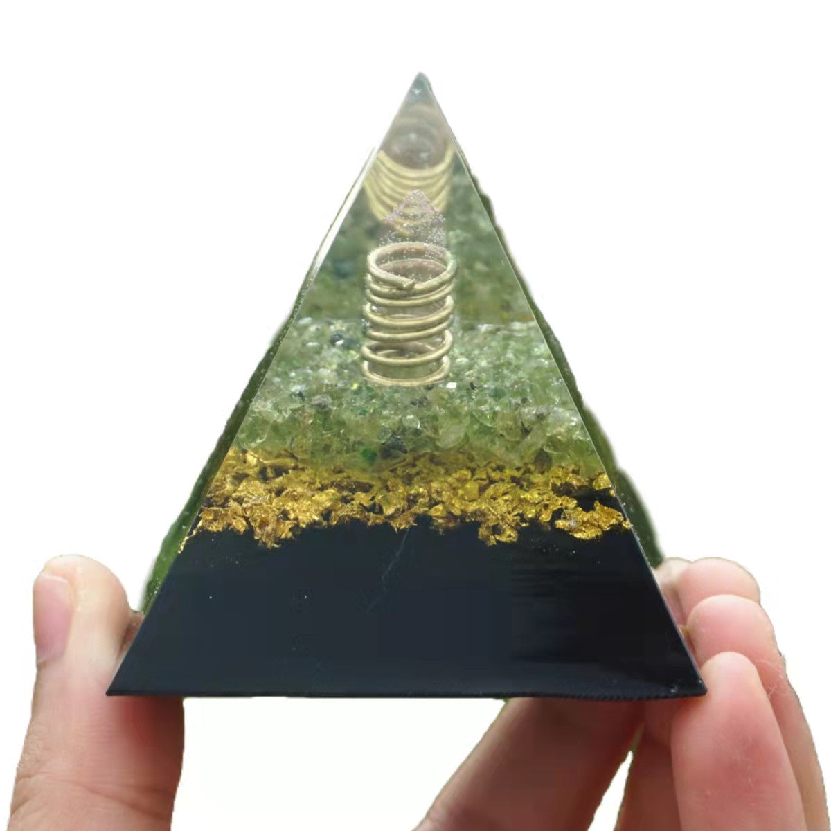 Rose Quartz Pillar Orgonite Pyramid with Shungite Peridot Crystal Reiki Energy Orgone Collection