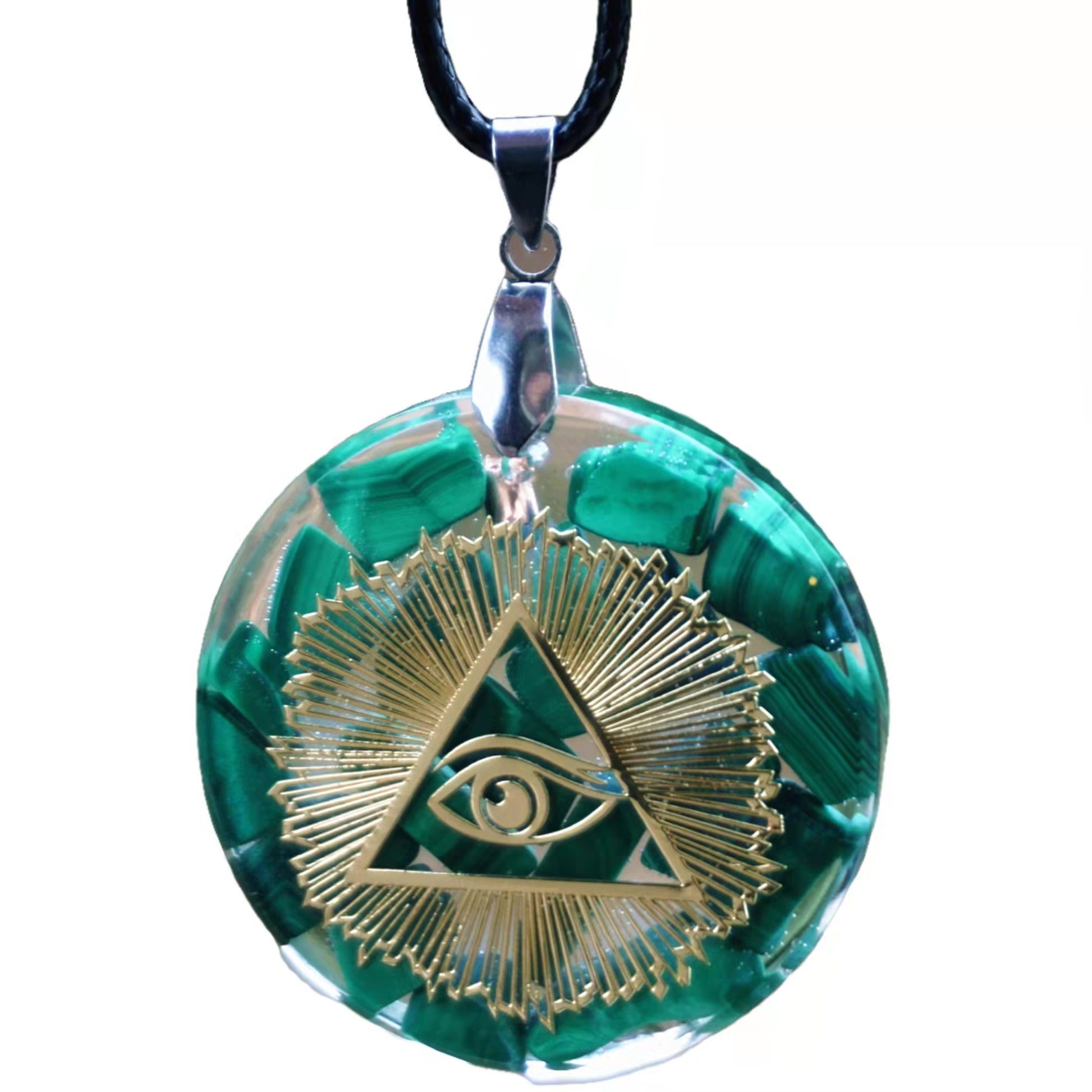 Orgone Pendant Necklace Malachite Reiki Symbol EMF Protection Meditation Crystal Healing Orgonite Jewelry - Besorgone