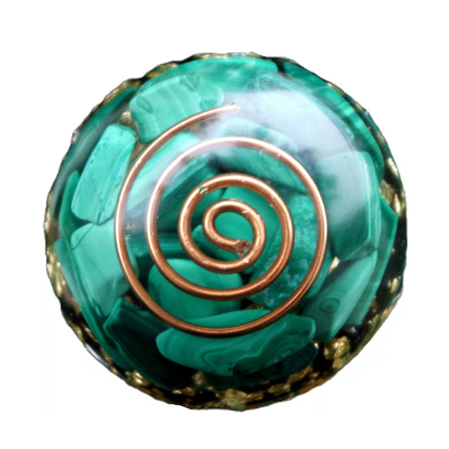 Malachite Crystal Orgonite Pendant Necklace with Copper Coil Reiki Energy Orgone Jewelry - Besorgone