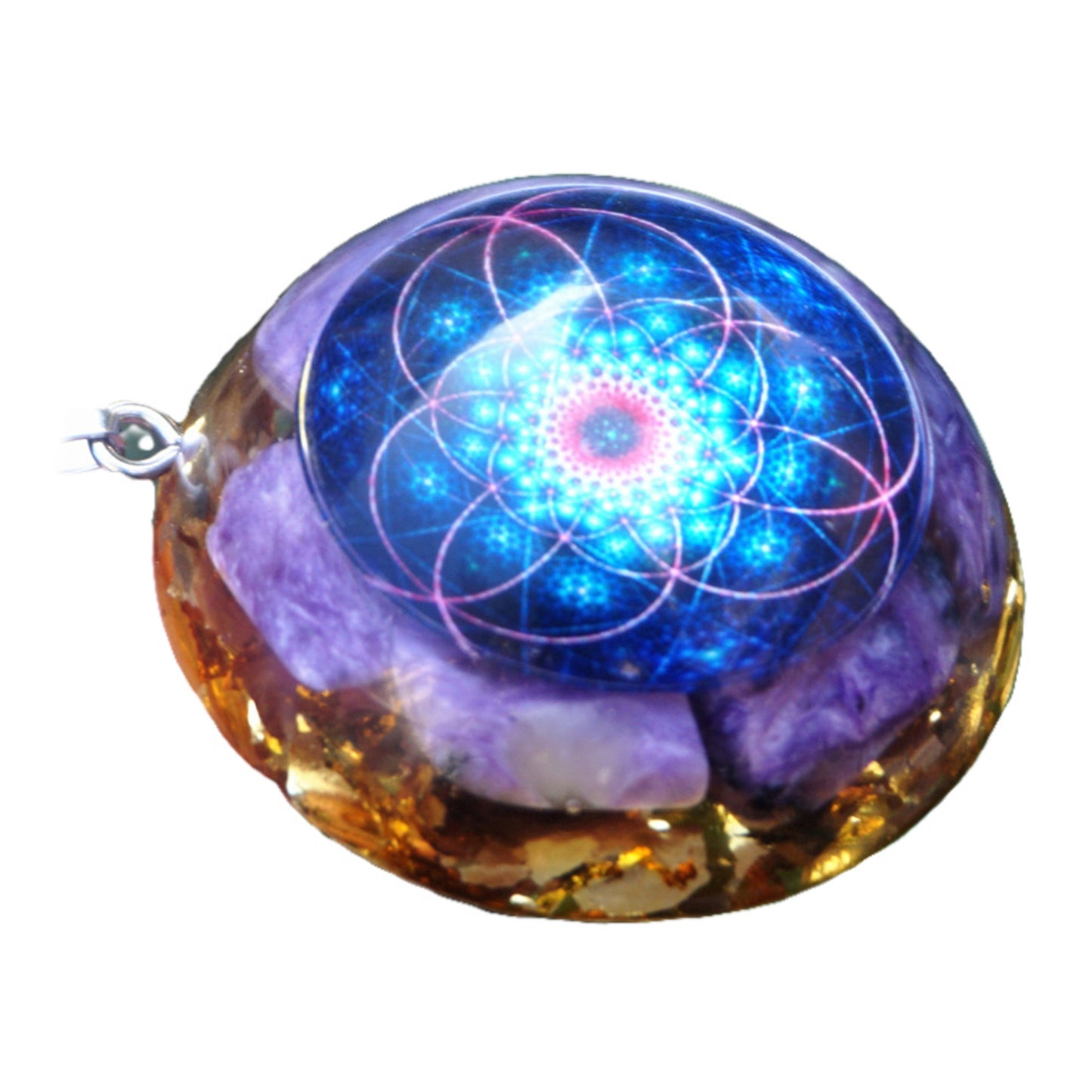 Orgone Pendant Charoite Crystal Stone EMF Protection Crystal Healing Reiki Meditation Tool Jewelry Orgonite Necklace - Besorgone