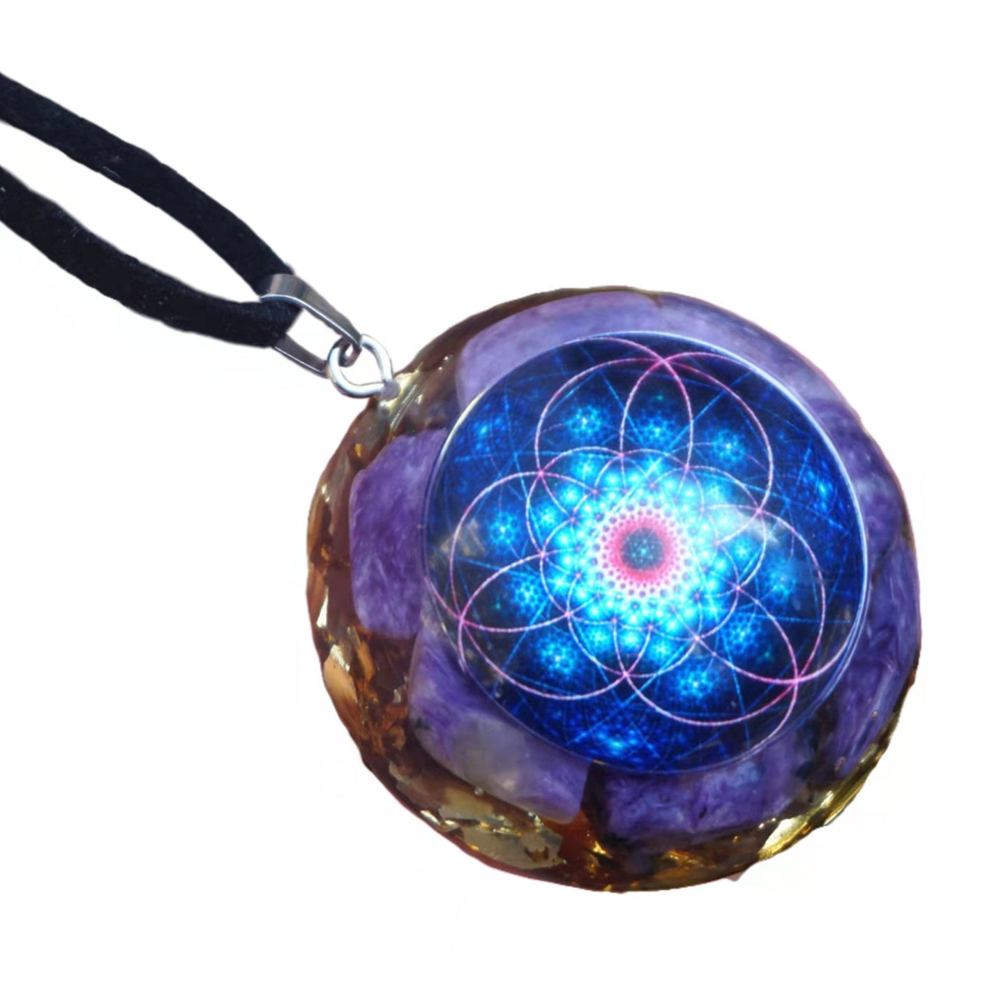 Orgone Pendant Charoite Crystal Stone EMF Protection Crystal Healing Reiki Meditation Tool Jewelry Orgonite Necklace - Besorgone