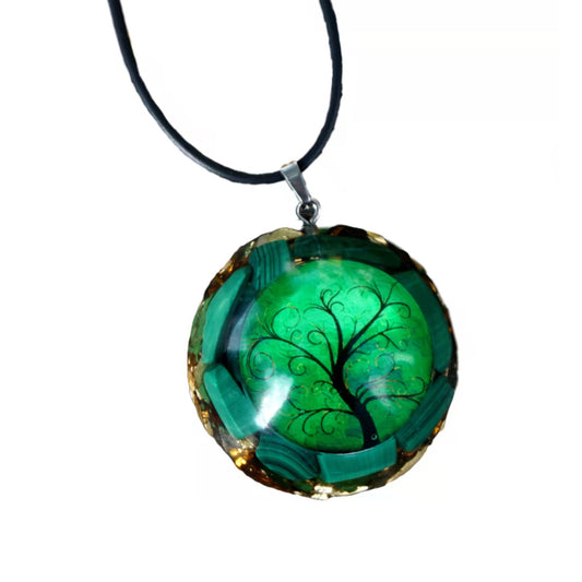 Handmade Orgonite Pendant Necklace Malachite Crystal Chakra Healing Orgone Jewelry Gift - Besorgone