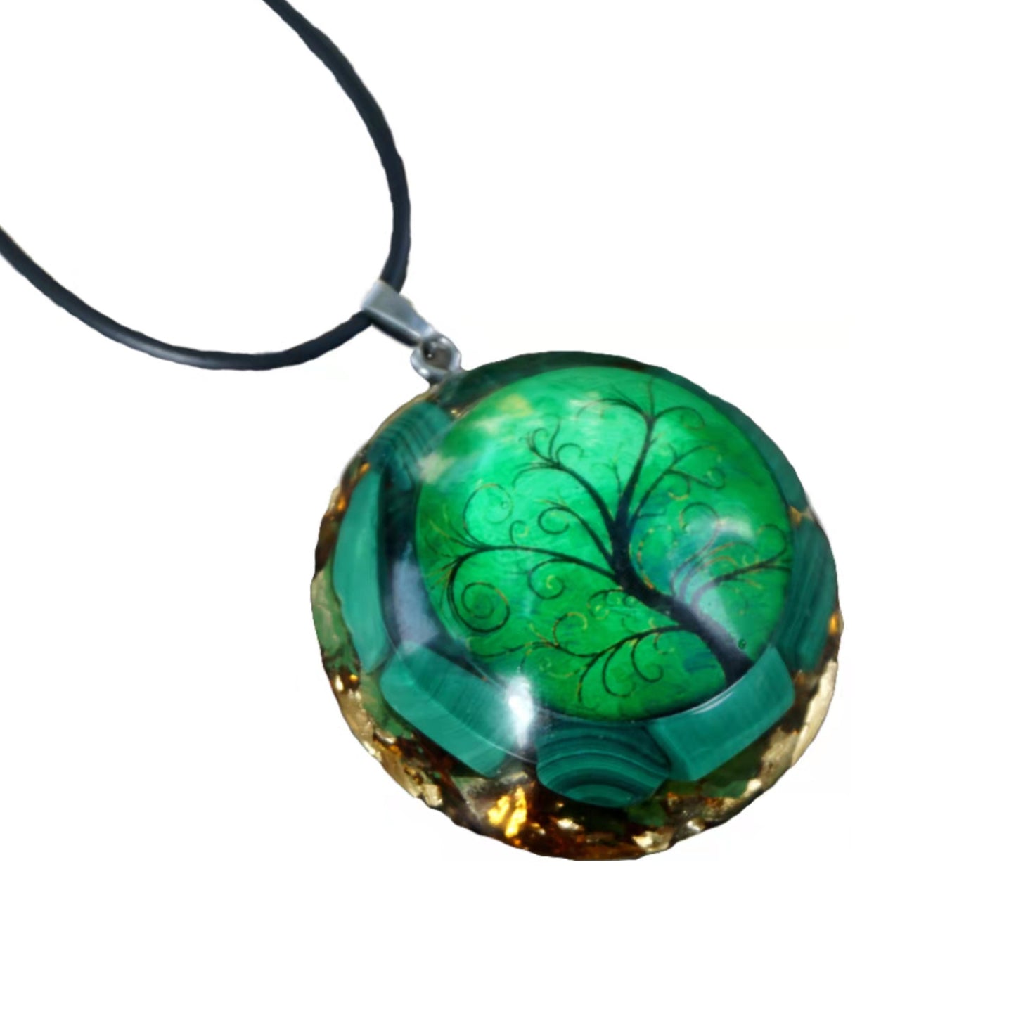 Handmade Orgonite Pendant Necklace Malachite Crystal Chakra Healing Orgone Jewelry Gift - Besorgone