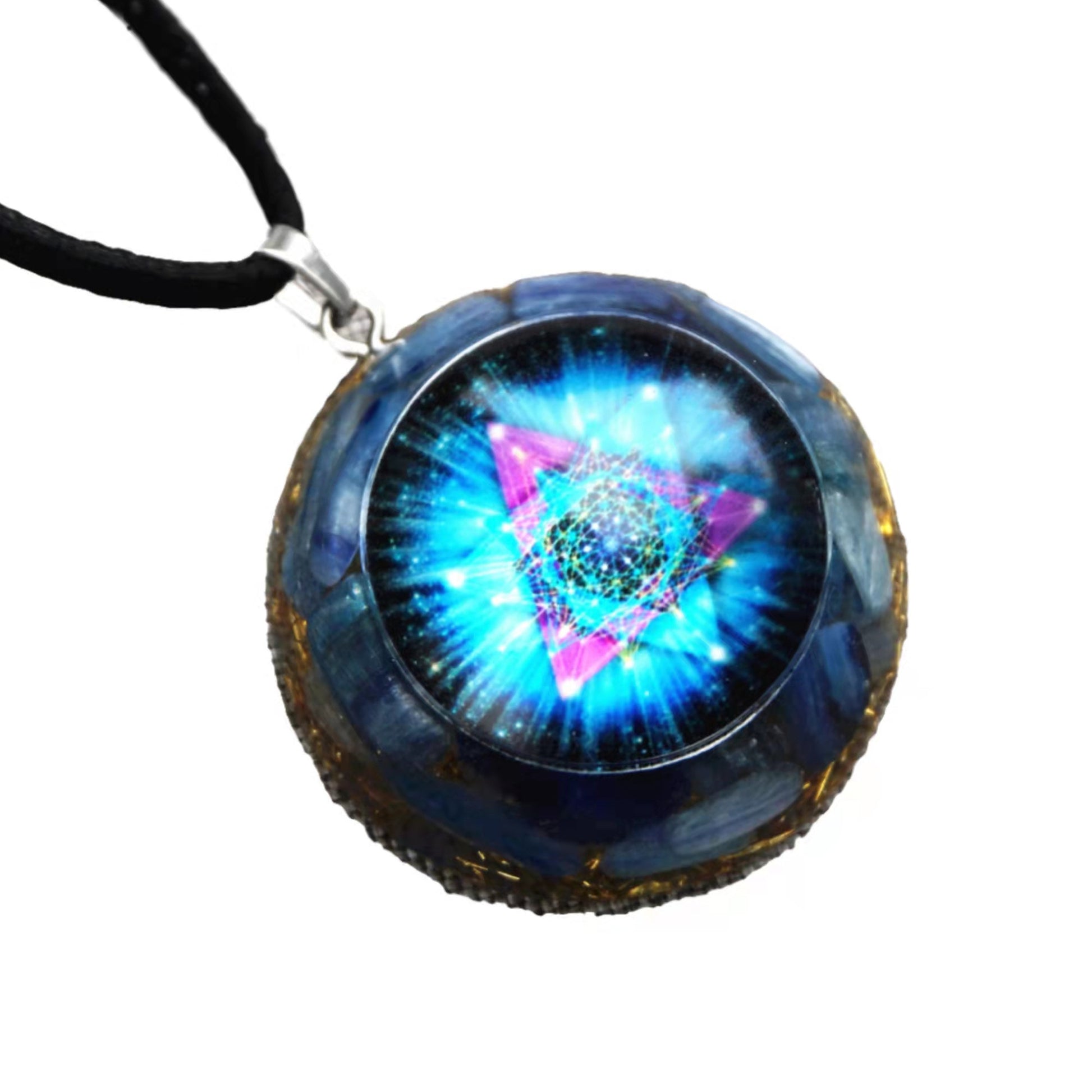 Handmade Orgonite Pendant Necklace Kyanite Crystal Healing Energy Jewelry - Besorgone