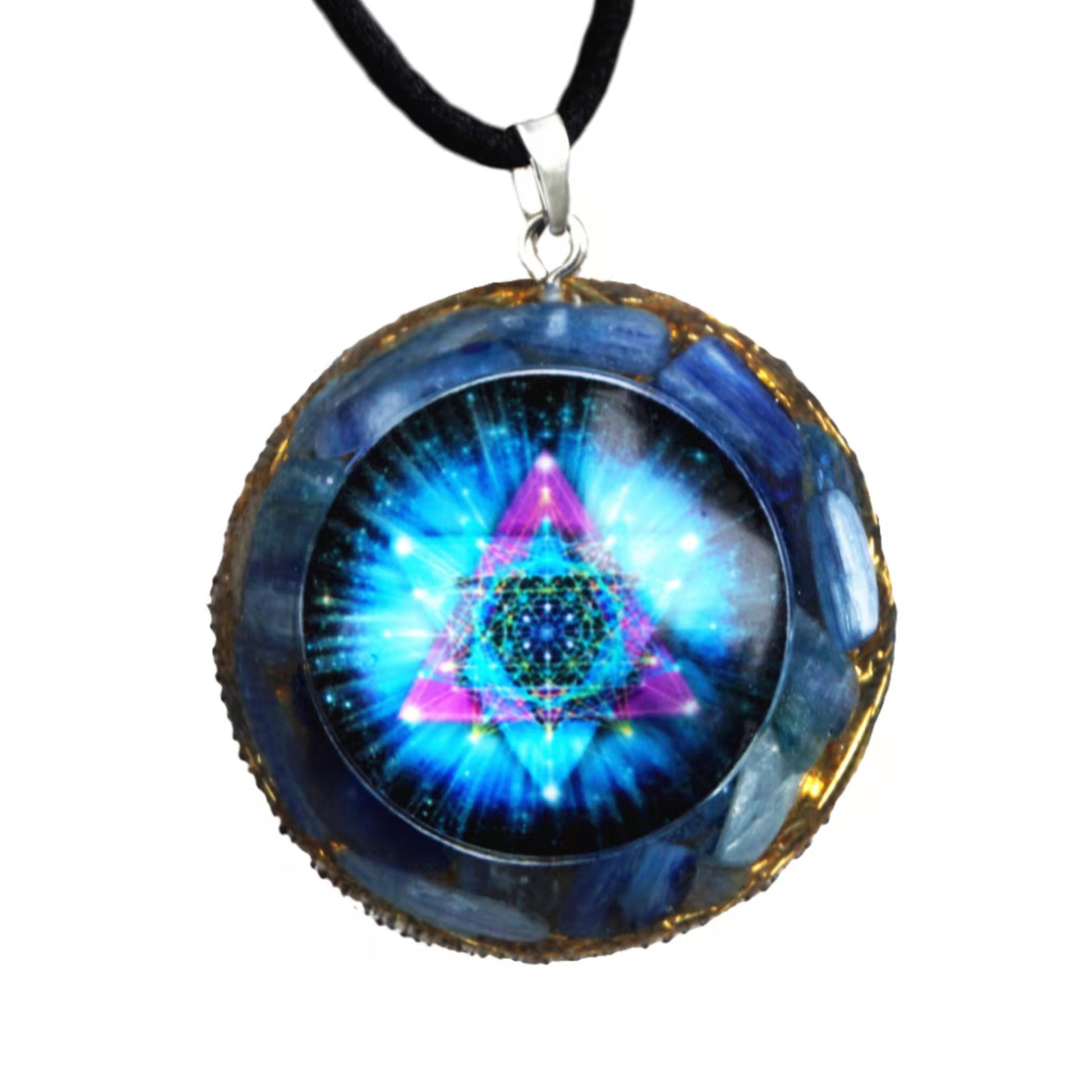 Handmade Orgonite Pendant Necklace Kyanite Crystal Healing Energy Jewelry - Besorgone