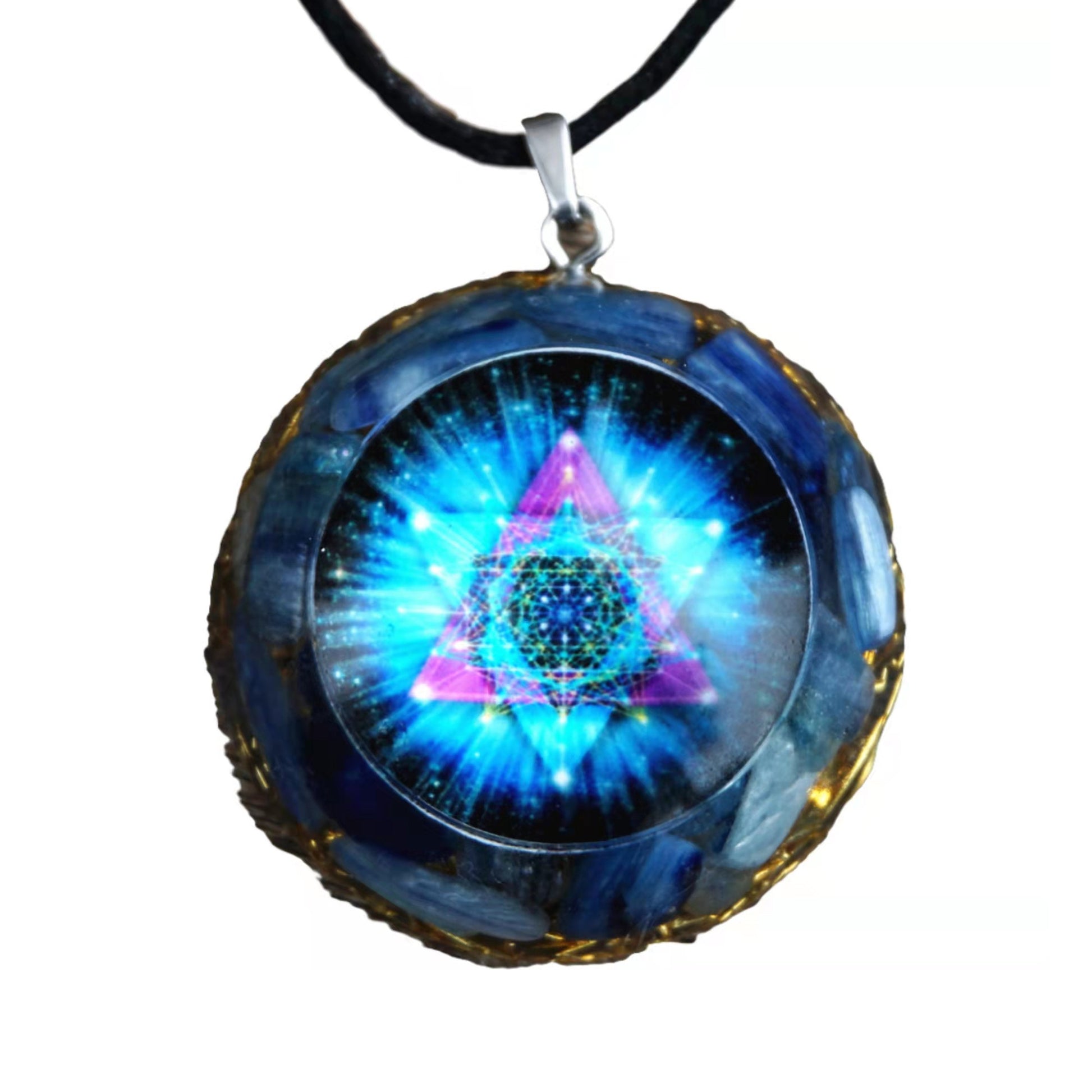 Handmade Orgonite Pendant Necklace Kyanite Crystal Healing Energy Jewelry - Besorgone