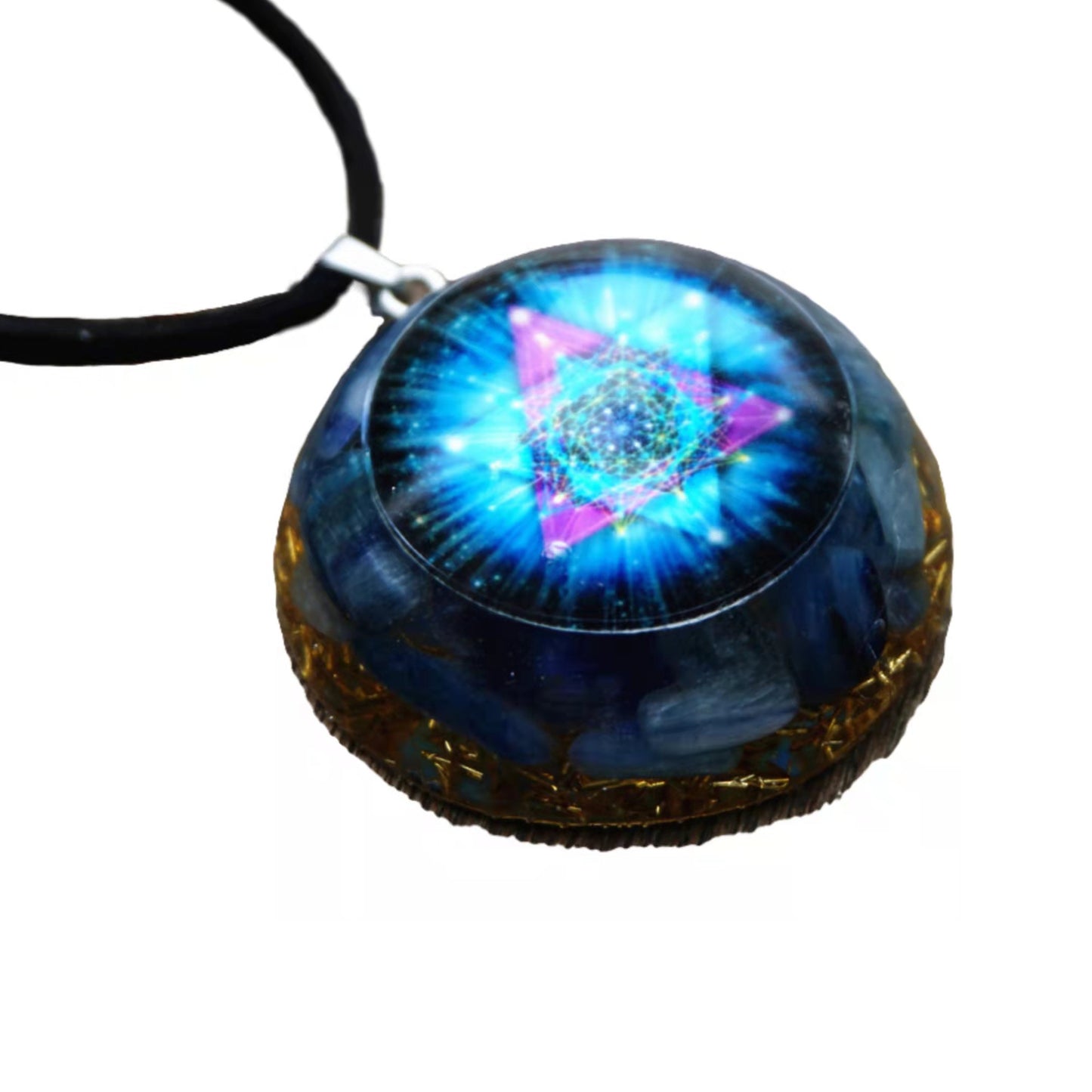 Handmade Orgonite Pendant Necklace Kyanite Crystal Healing Energy Jewelry - Besorgone