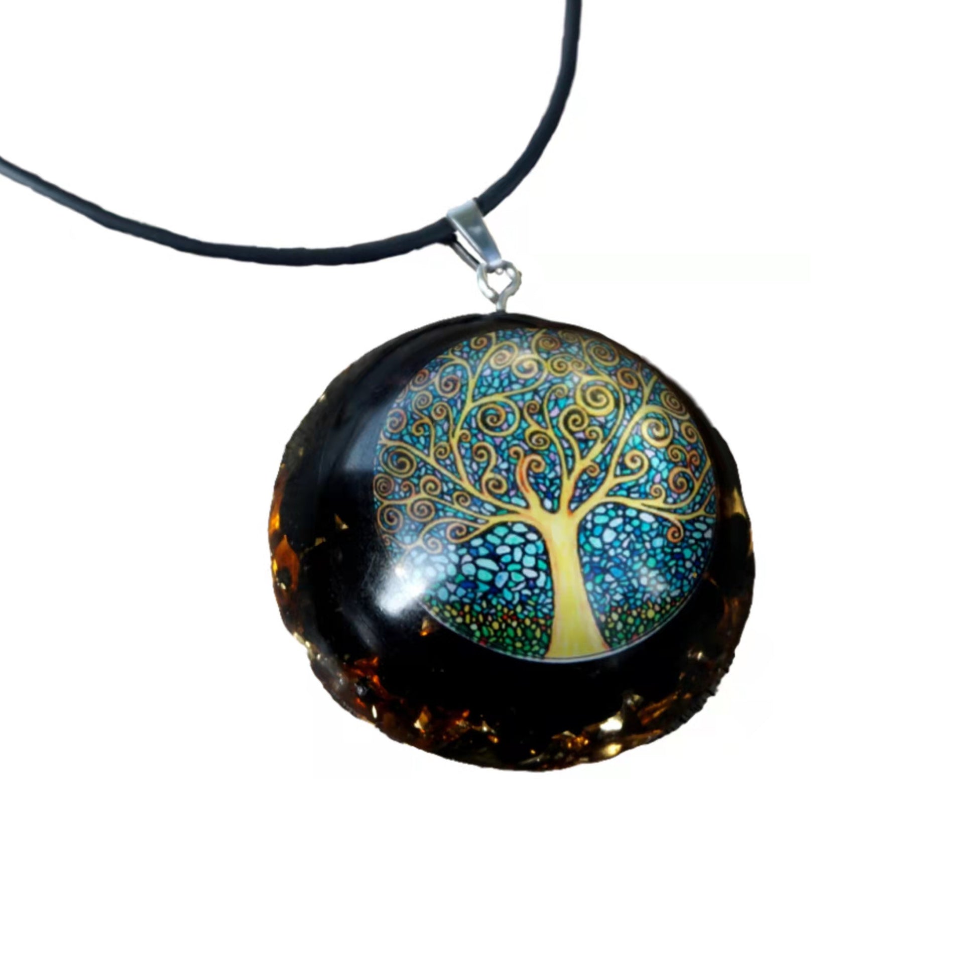 Handmade Orgone Pendant ~Black Tourmaline Crystal Tree Of Life EMF Protection Chakra Healing Orgonite Jewelry Necklace - Besorgone