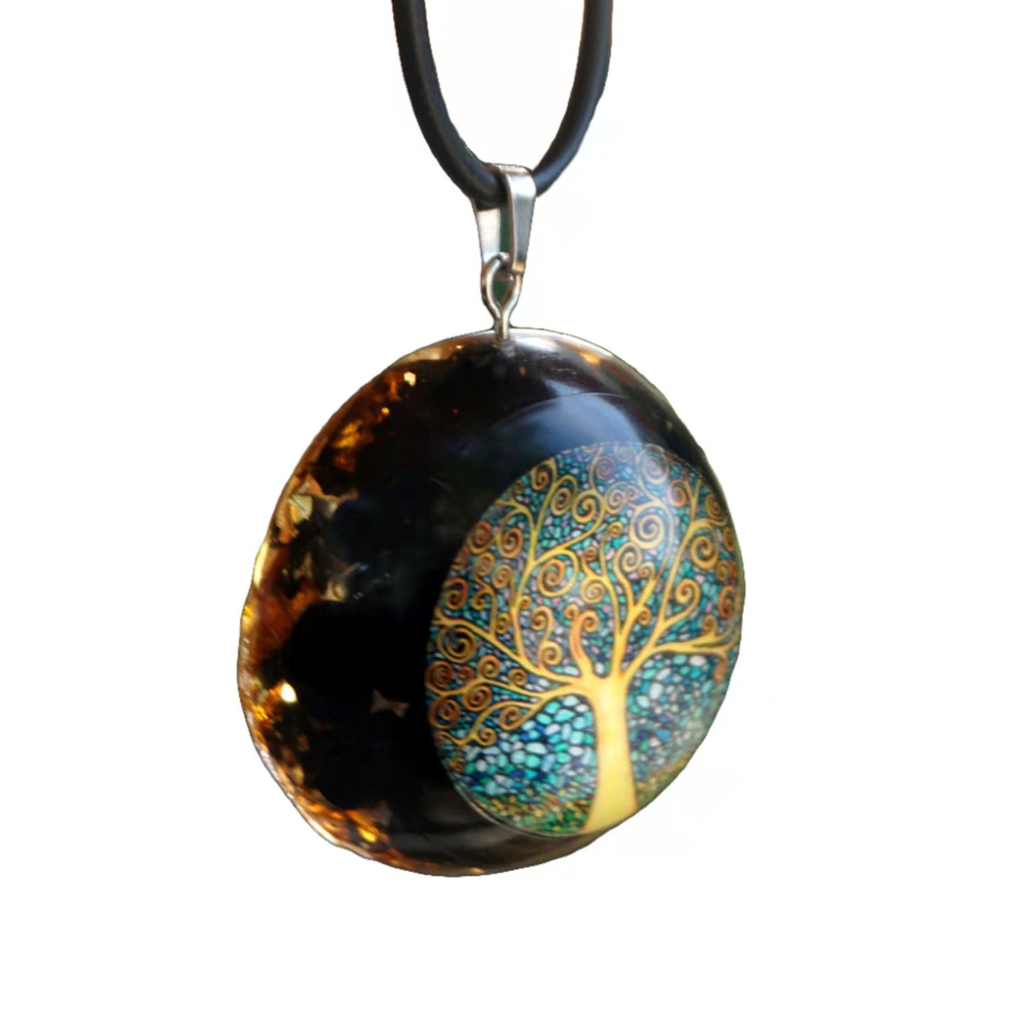 Handmade Orgone Pendant ~Black Tourmaline Crystal Tree Of Life EMF Protection Chakra Healing Orgonite Jewelry Necklace - Besorgone