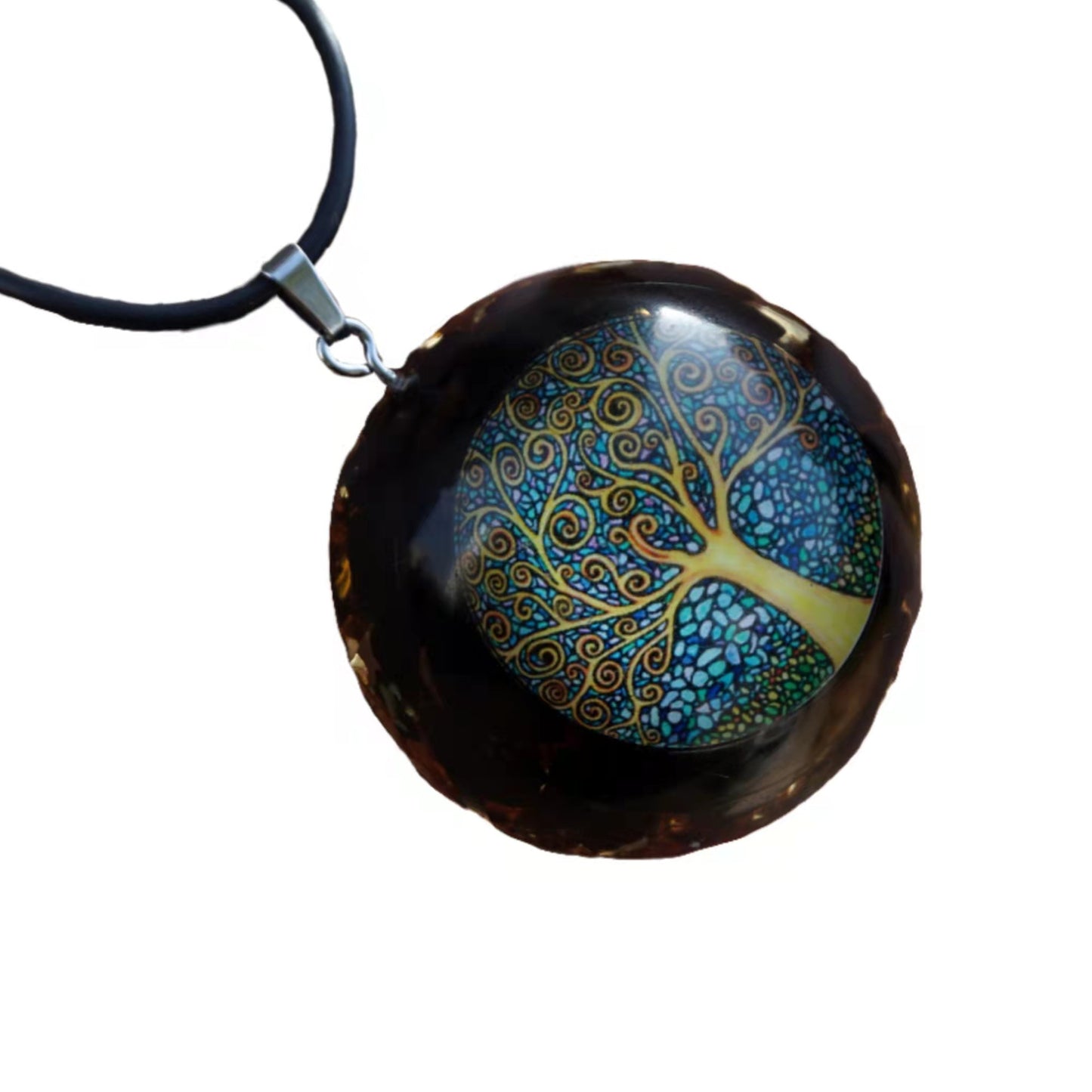 Handmade Orgone Pendant ~Black Tourmaline Crystal Tree Of Life EMF Protection Chakra Healing Orgonite Jewelry Necklace - Besorgone