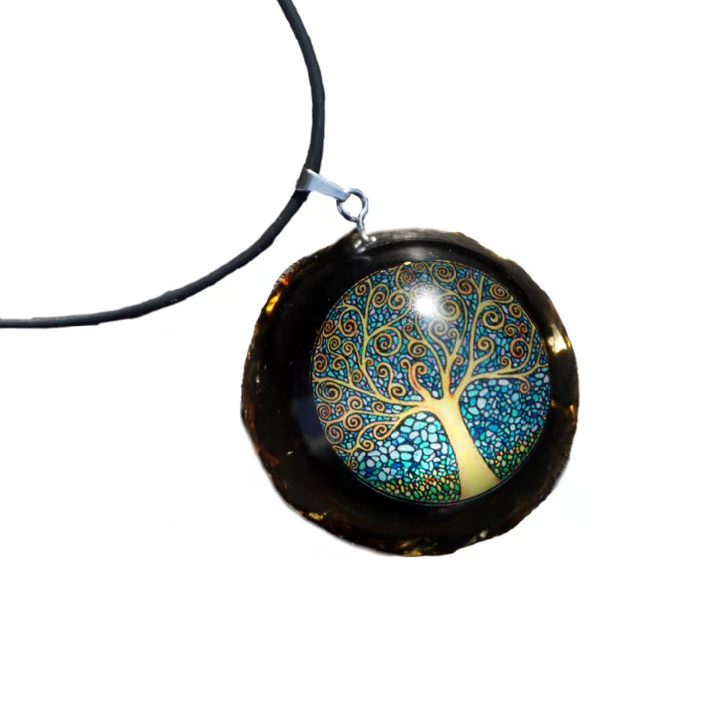 Handmade Orgone Pendant ~Black Tourmaline Crystal Tree Of Life EMF Protection Chakra Healing Orgonite Jewelry Necklace - Besorgone