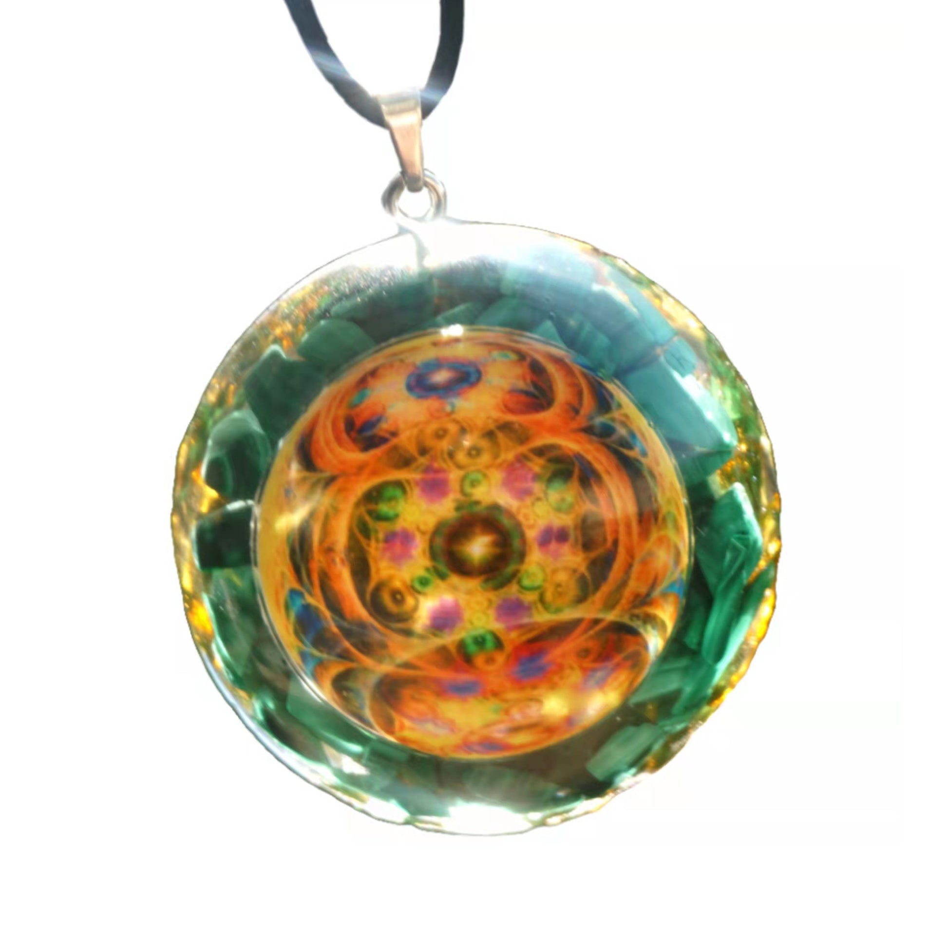 Malachite Orgone Pendant Energy Orgonite Healing Crystal Chakra Reiki EMF Protector Jewelry - Besorgone