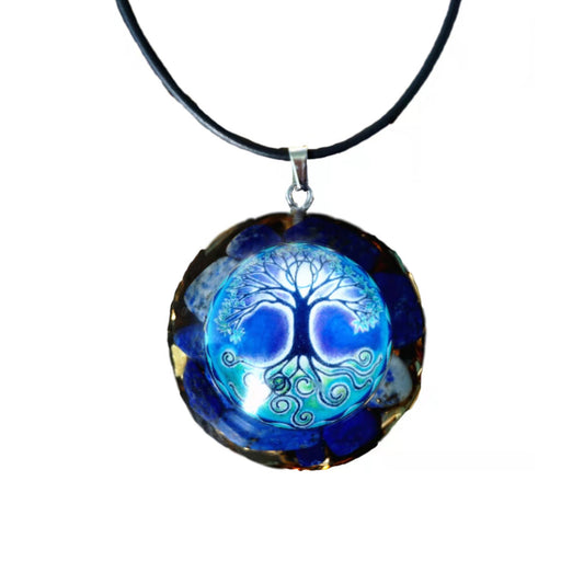 Handmade Orgone Pendant Necklace Lapis Lazuli Crystal Tree Of Life Chakra Healing Orgonite Necklace Jewelry - Besorgone