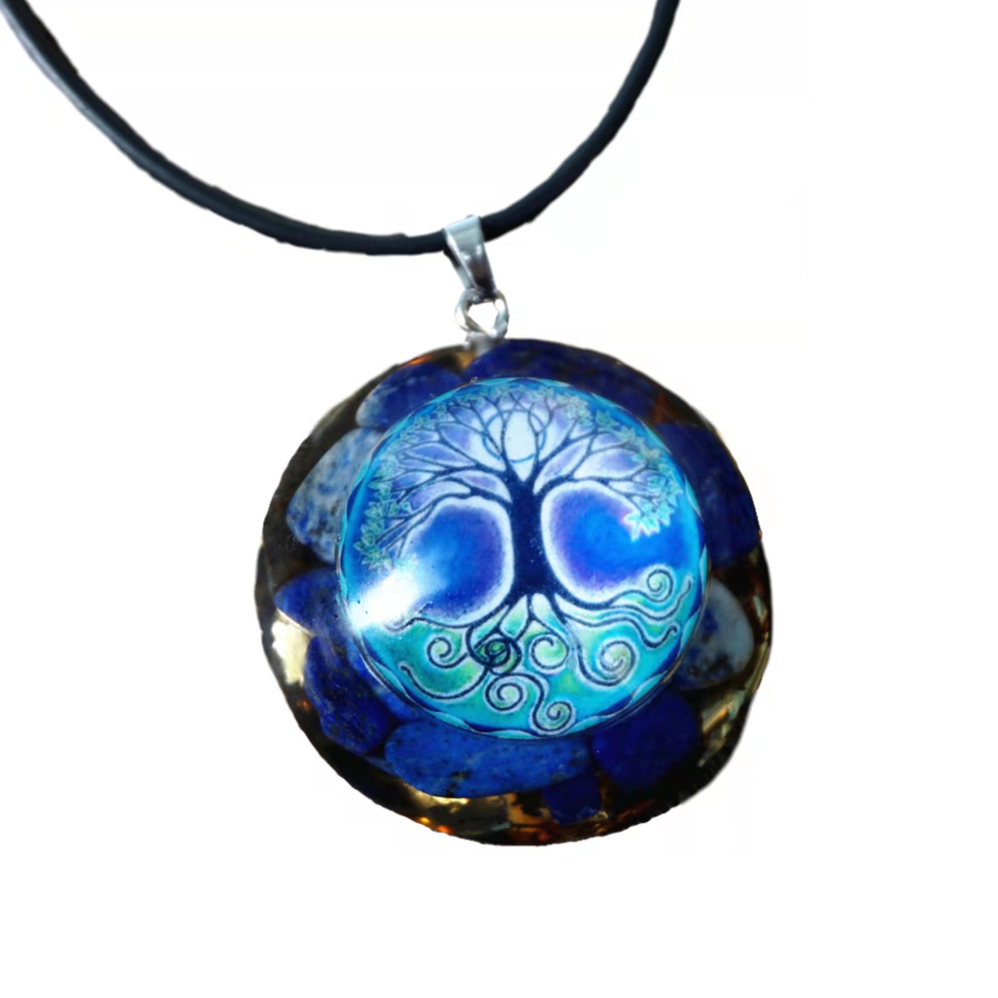 Handmade Orgone Pendant Necklace Lapis Lazuli Crystal Tree Of Life Chakra Healing Orgonite Necklace Jewelry - Besorgone