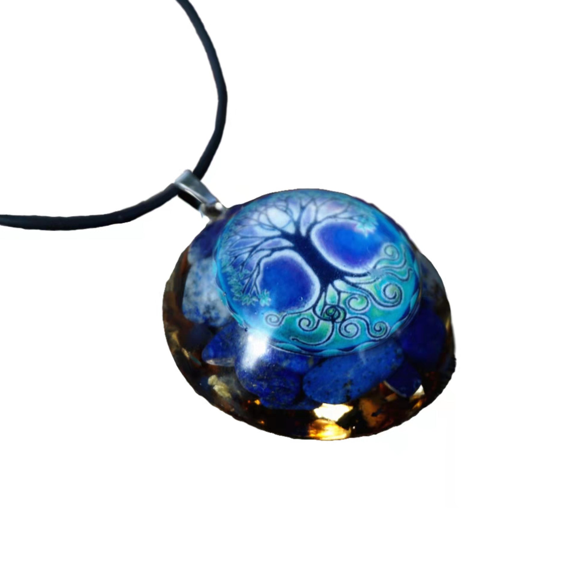 Handmade Orgone Pendant Necklace Lapis Lazuli Crystal Tree Of Life Chakra Healing Orgonite Necklace Jewelry - Besorgone