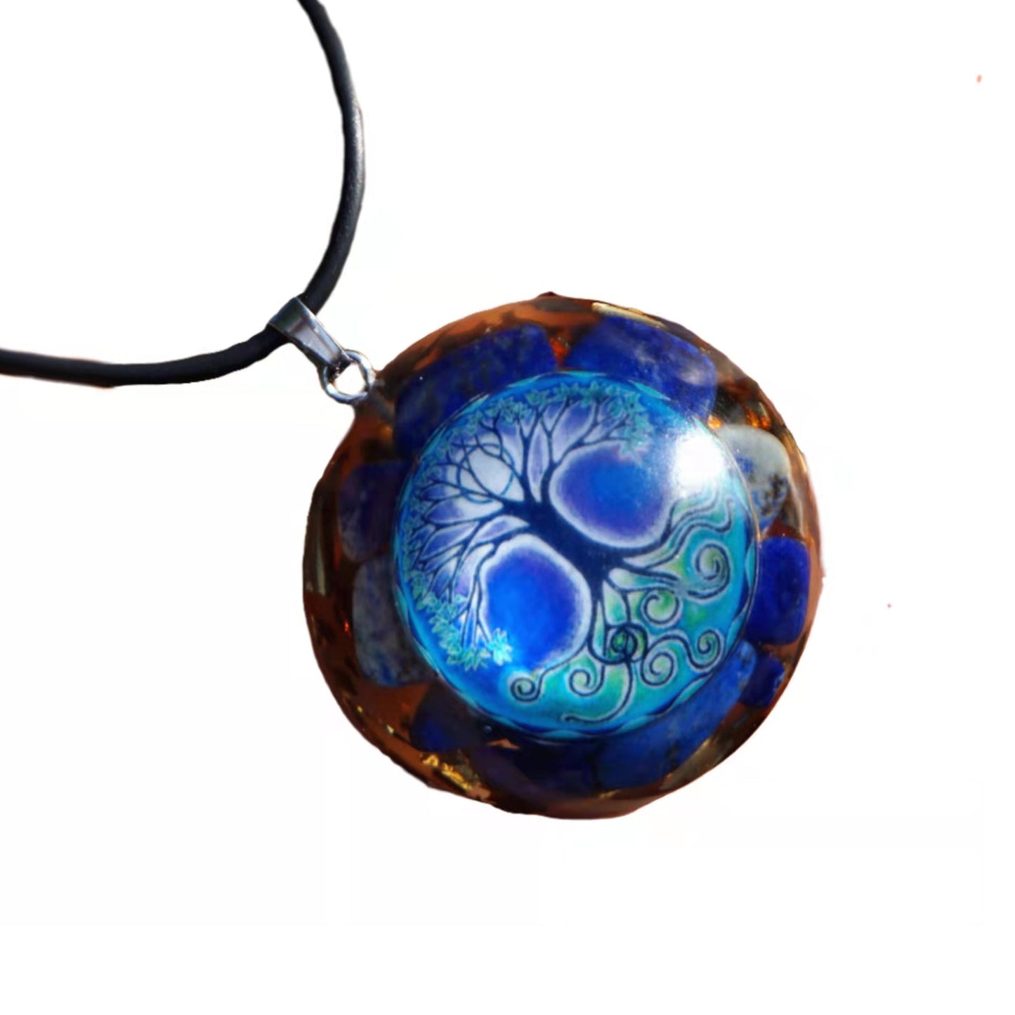 Handmade Orgone Pendant Necklace Lapis Lazuli Crystal Tree Of Life Chakra Healing Orgonite Necklace Jewelry - Besorgone