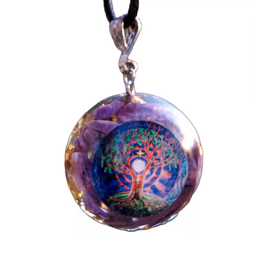 Tree Of Life Orgonite Pendant Charoite Crystal Quartz Energy Chakra EMF Protection Orgone Healing Jewelry Necklace - Besorgone