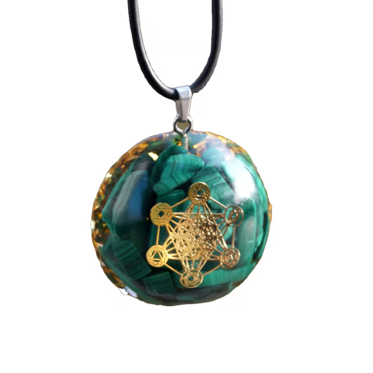 Orgone Pendant Necklace Malachite Crystal Stone Reiki Orgonite Energy EMF Protection Jewelry - Besorgone