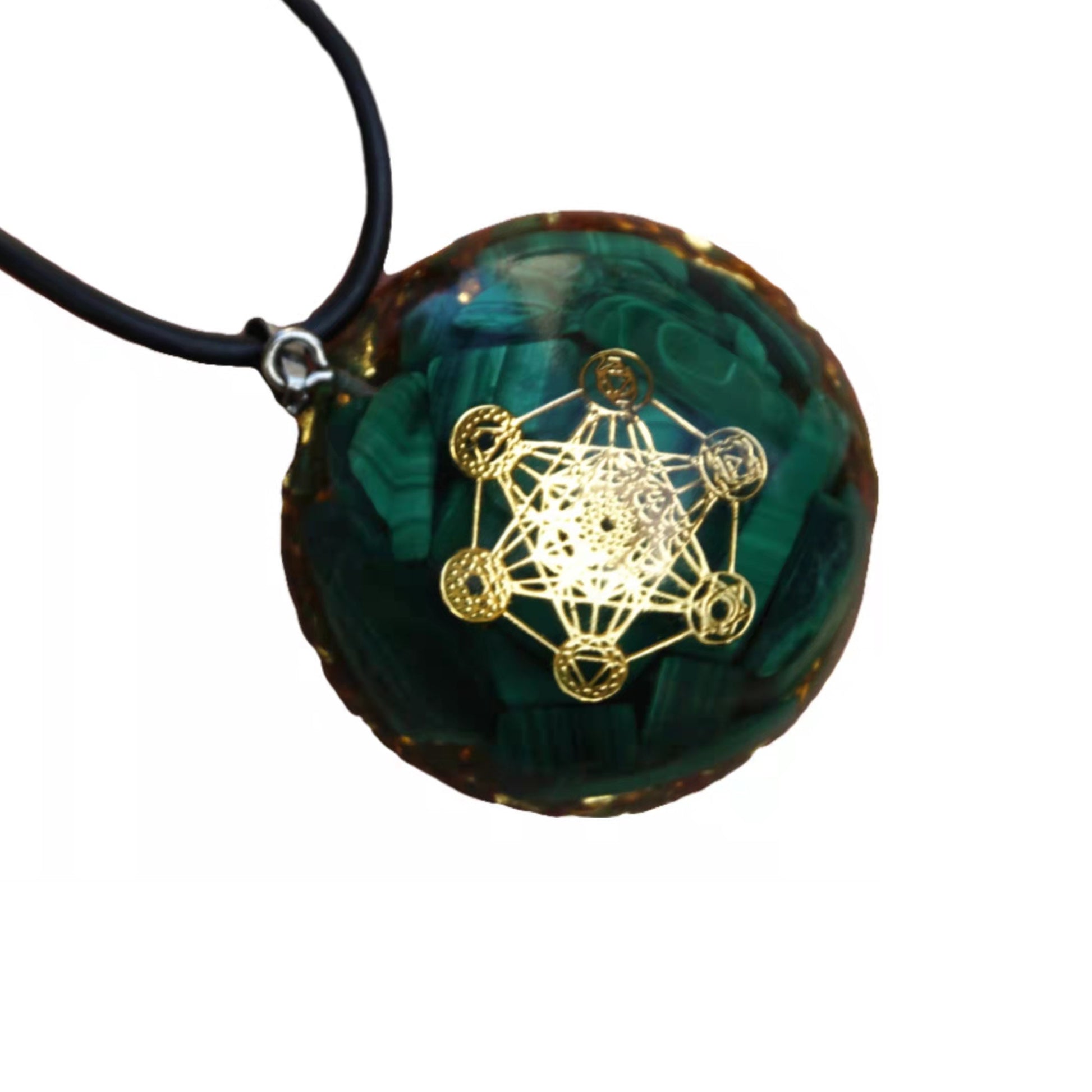 Orgone Pendant Necklace Malachite Crystal Stone Reiki Orgonite Energy EMF Protection Jewelry - Besorgone