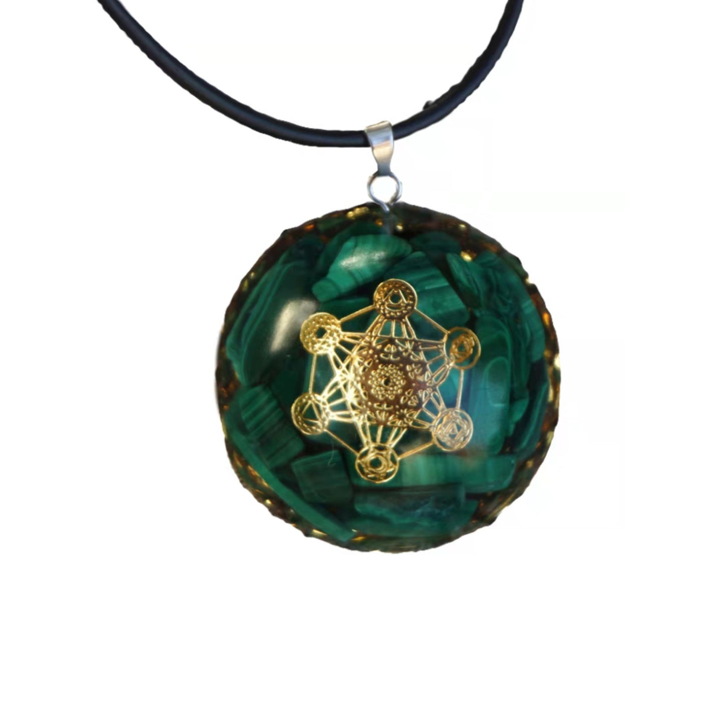 Orgone Pendant Necklace Malachite Crystal Stone Reiki Orgonite Energy EMF Protection Jewelry - Besorgone