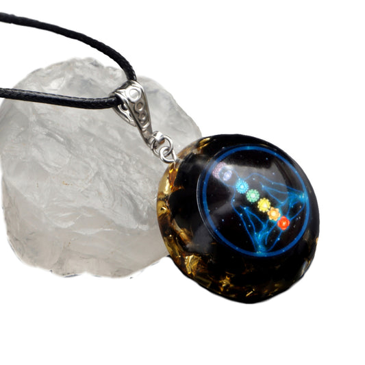 Obsidian Crystal Orgonite Pendant Necklace Energy Healing Orgone Jewelry - Besorgone