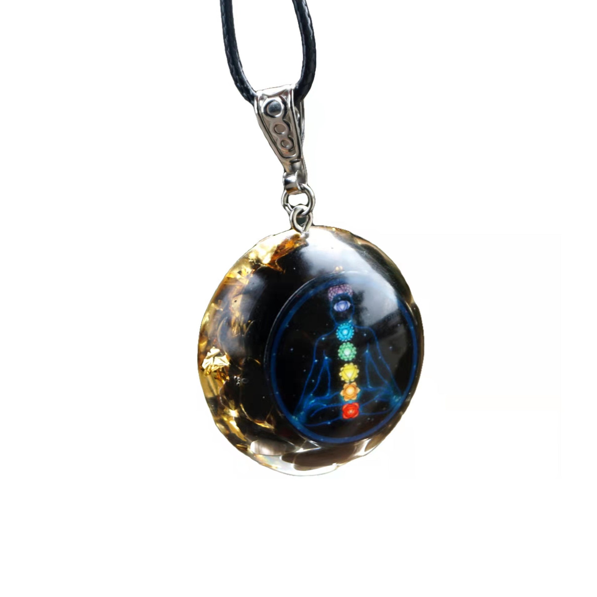 Obsidian Crystal Orgonite Pendant Necklace Energy Healing Orgone Jewelry - Besorgone