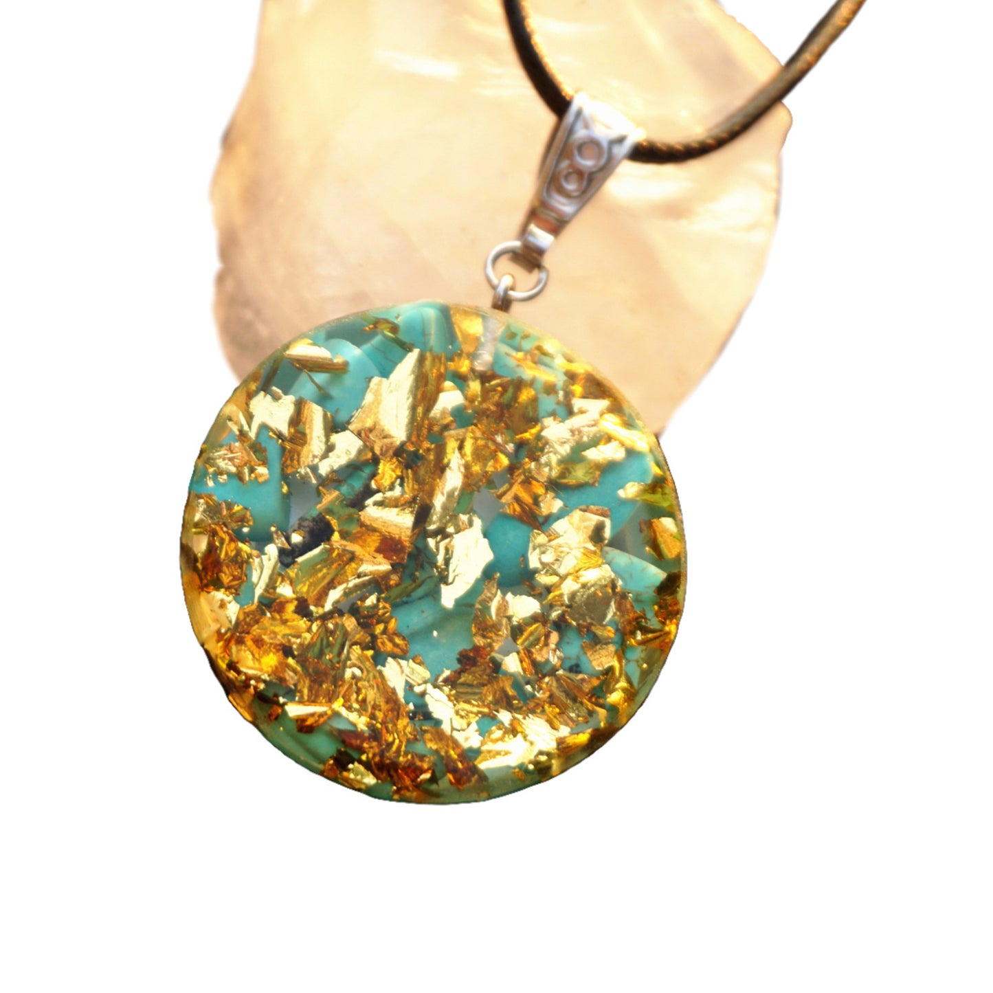 Handmade Orgonite Pendant Turquoise Crystal Healing Energy Chakra Orgone Healing Necklace Jewelry - Besorgone