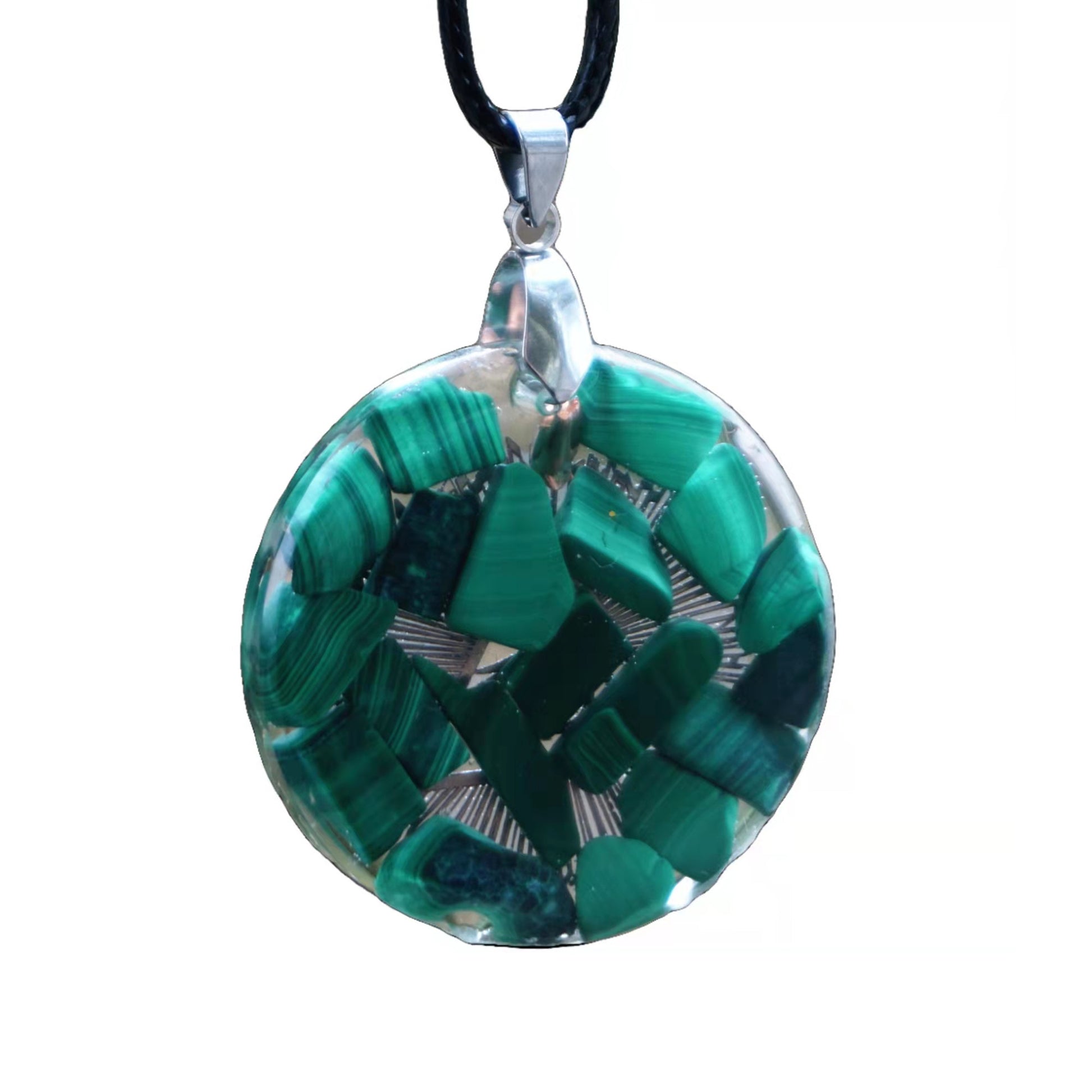 Orgone Pendant Necklace Malachite Reiki Symbol EMF Protection Meditation Crystal Healing Orgonite Jewelry - Besorgone