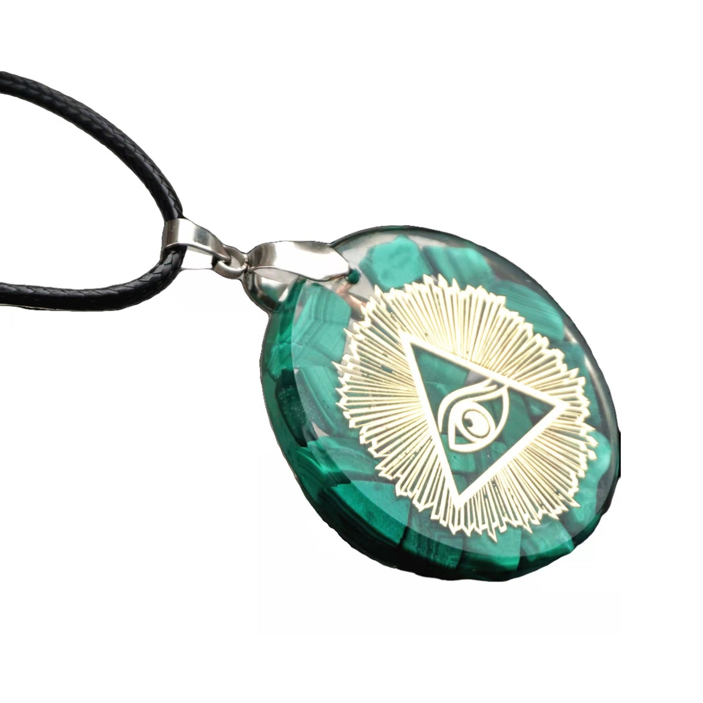 Orgone Pendant Necklace Malachite Reiki Symbol EMF Protection Meditation Crystal Healing Orgonite Jewelry - Besorgone