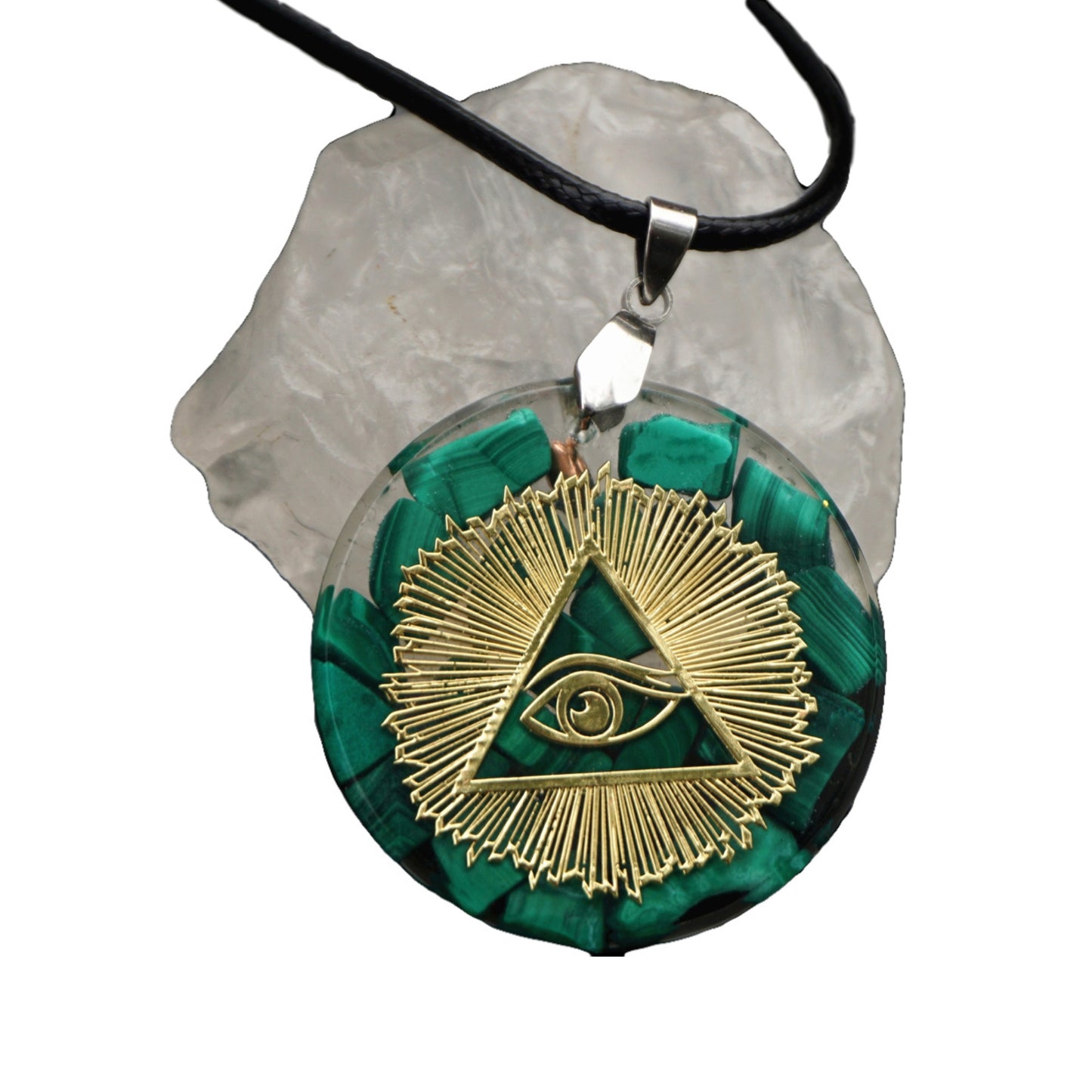 Orgone Pendant Necklace Malachite Reiki Symbol EMF Protection Meditation Crystal Healing Orgonite Jewelry - Besorgone