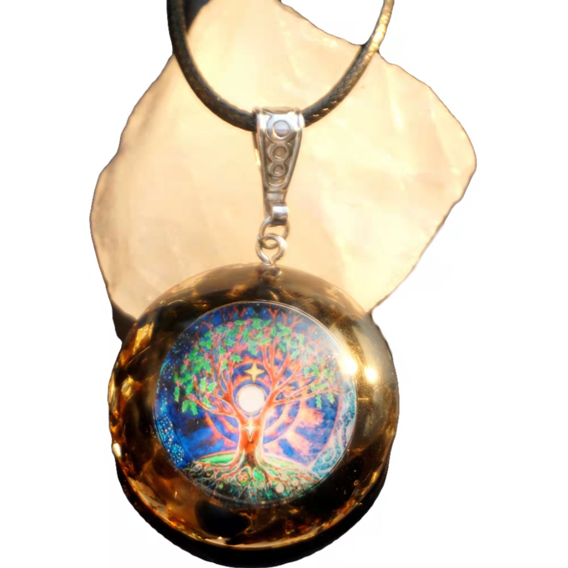 Tree Of Life Orgonite Pendant Obsidian Crystal Energy Chakra EMF Protection Orgone Healing Jewelry Necklace - Besorgone