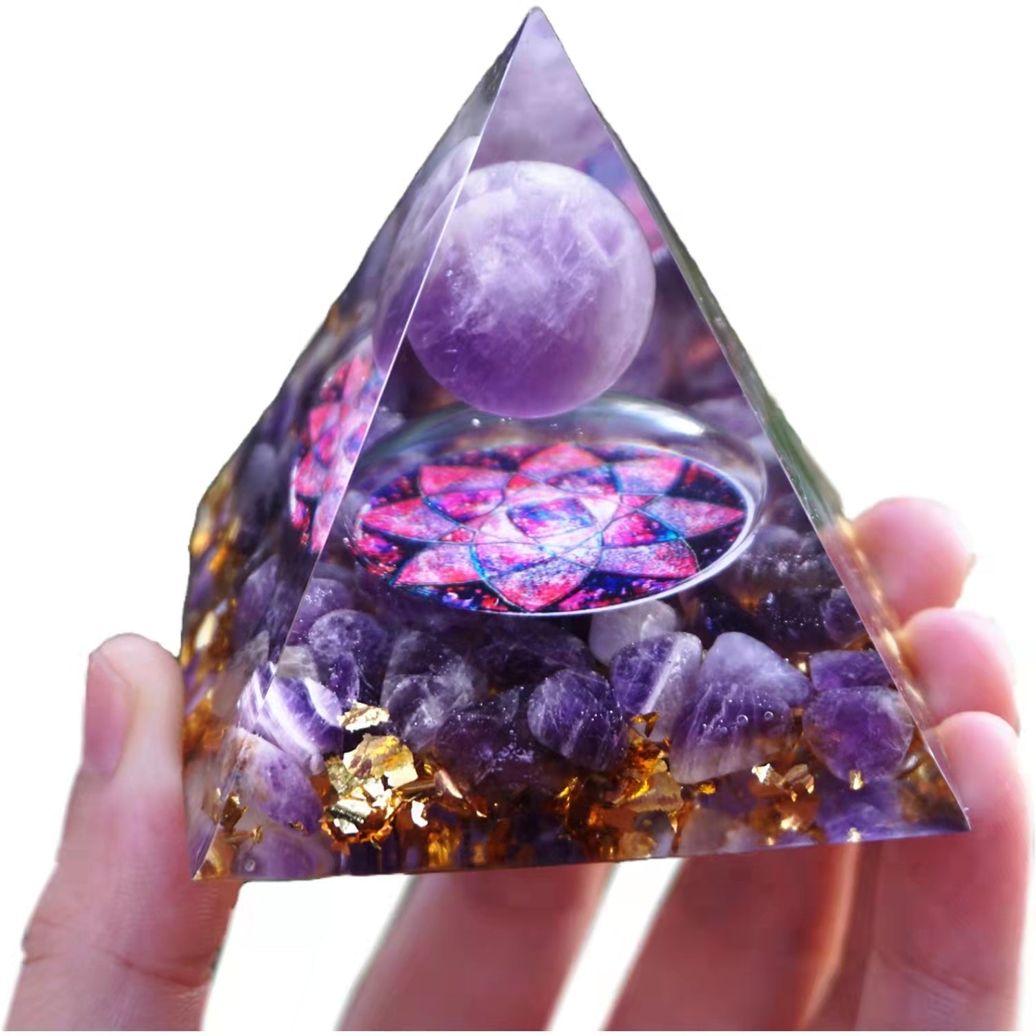 Handmade Amethyst Sphere Orgonite Pyramid Crystal Energy Orgone Collection - Besorgone