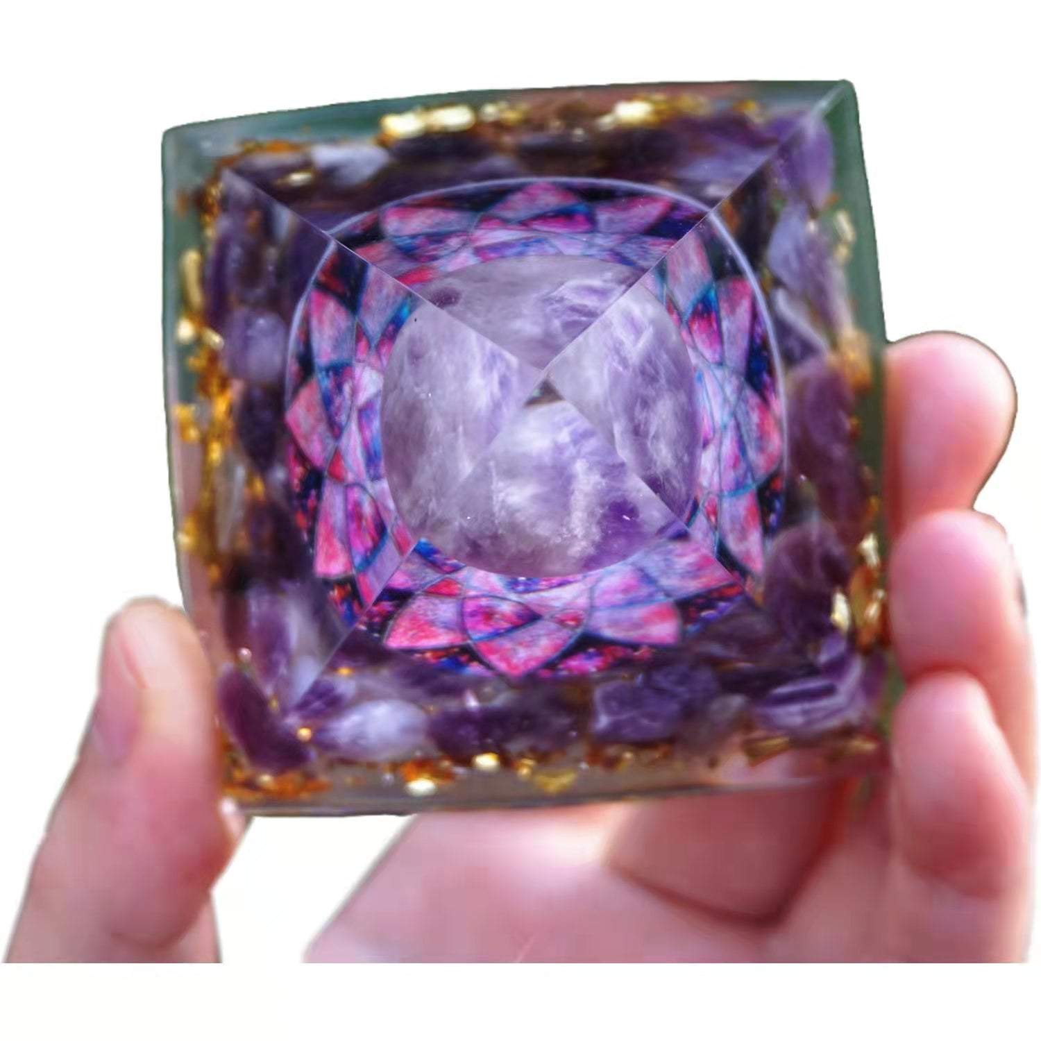 Handmade Amethyst Sphere Orgonite Pyramid Crystal Energy Orgone Collection - Besorgone