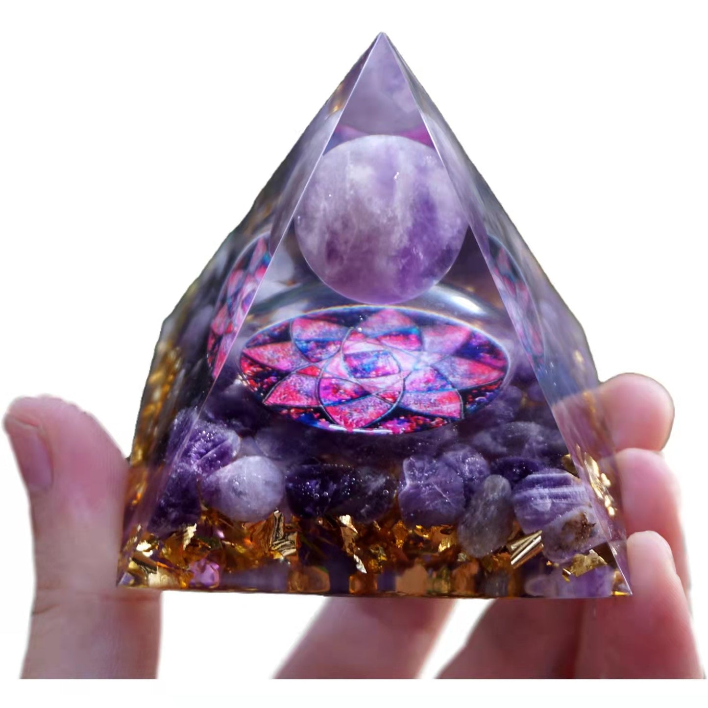 Handmade Amethyst Sphere Orgonite Pyramid Crystal Energy Orgone Collection - Besorgone