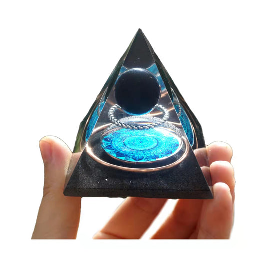 Obsidian Crystal Sphere Orgonite Pyramid Energy Copper Orgone Collection - Besorgone