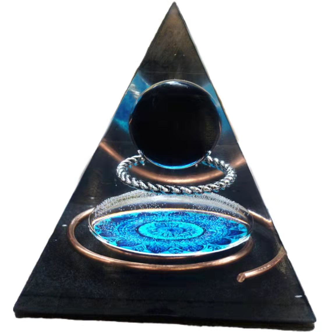 Obsidian Crystal Sphere Orgonite Pyramid Energy Copper Orgone Collection - Besorgone