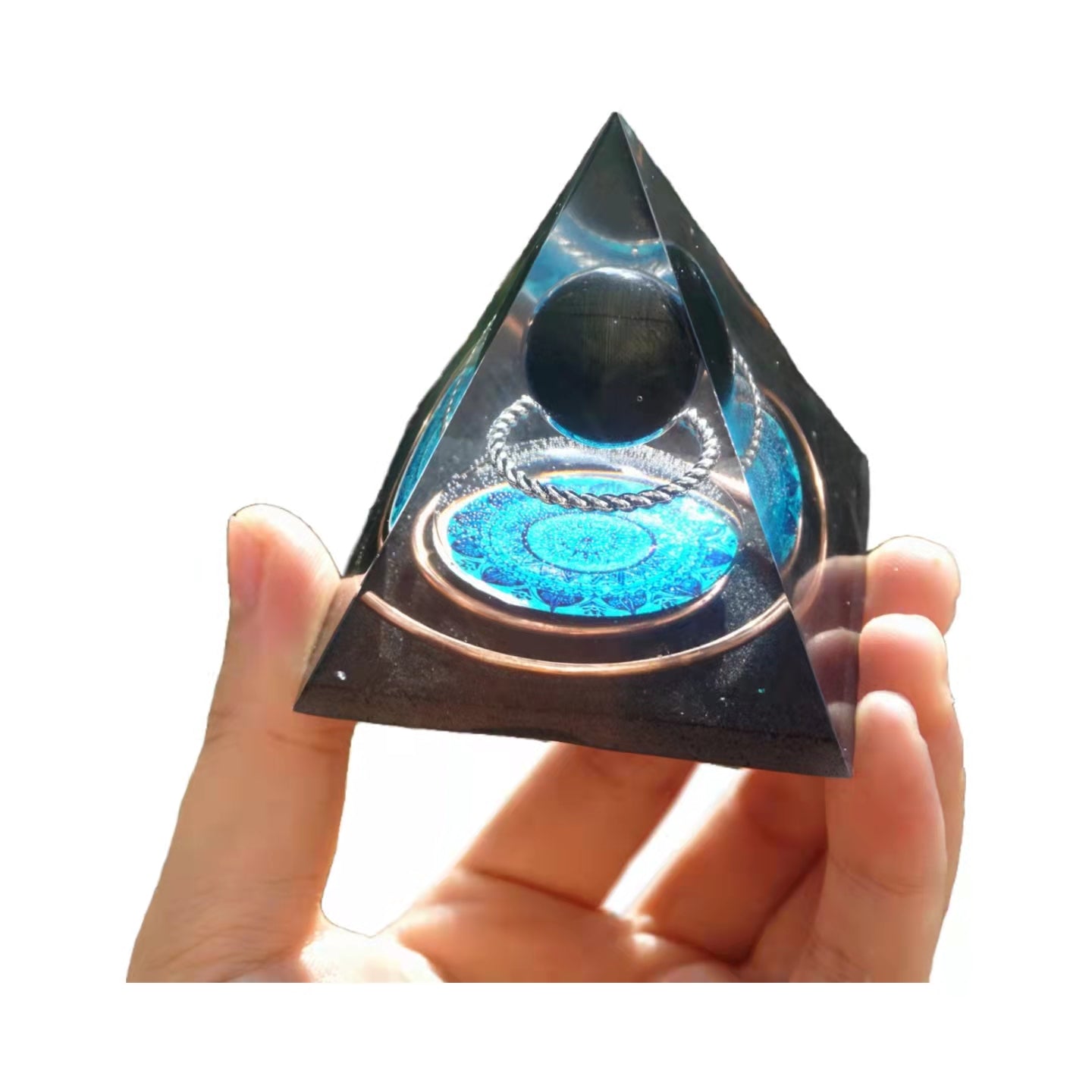 Obsidian Crystal Sphere Orgonite Pyramid Energy Copper Orgone Collection - Besorgone